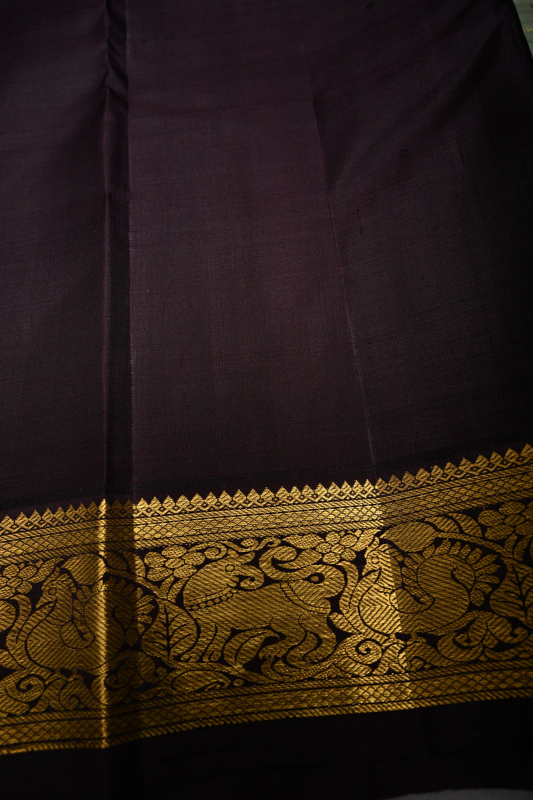 Sage Green Zari Checks on Kanjivaram Pure Silk Saree with Zari Buttas and Contrast Zari Border | SILK MARK CERTIFIED | SHOBITAM