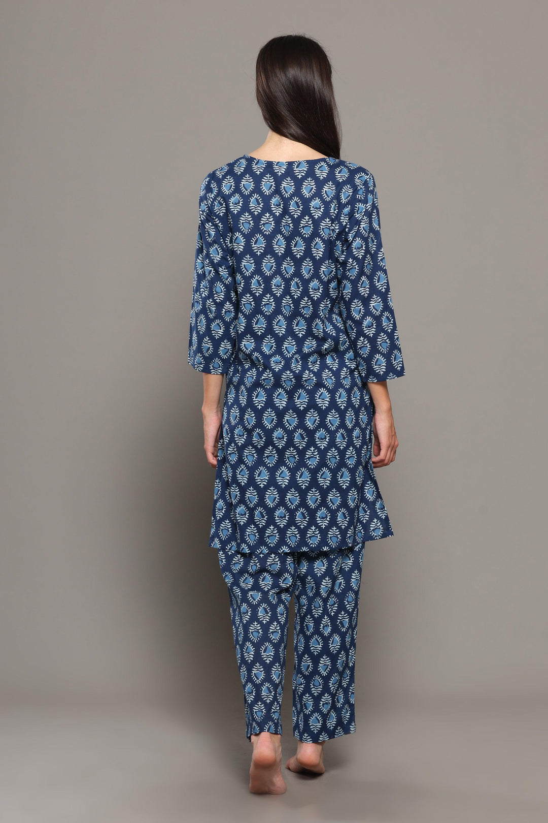 Saundarya Blue Cotton Printed Loungewear Co-ord Set | SHOBITAM