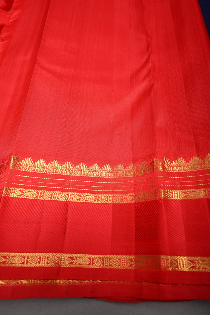 Ink Blue Korvai Kanjivaram Pure Silk Saree with Zari Buttas and Contrast Zari Border | SILK MARK CERTIFIED