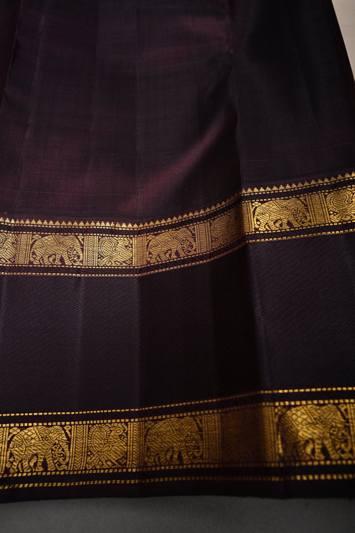 Cream Korvai Kanjivaram Pure Silk Saree with Zari Buttas and Contrast Zari Border | SILK MARK CERTIFIED | SHOBITAM