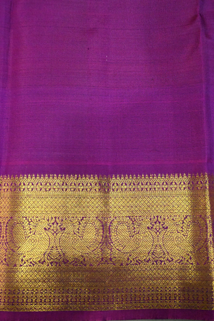 Magenta Pure Kanjivaram Silk Saree with Vairaoosi Zari Stripes and Zari Border | SILK MARK CERTIFIED | SHOBITAM