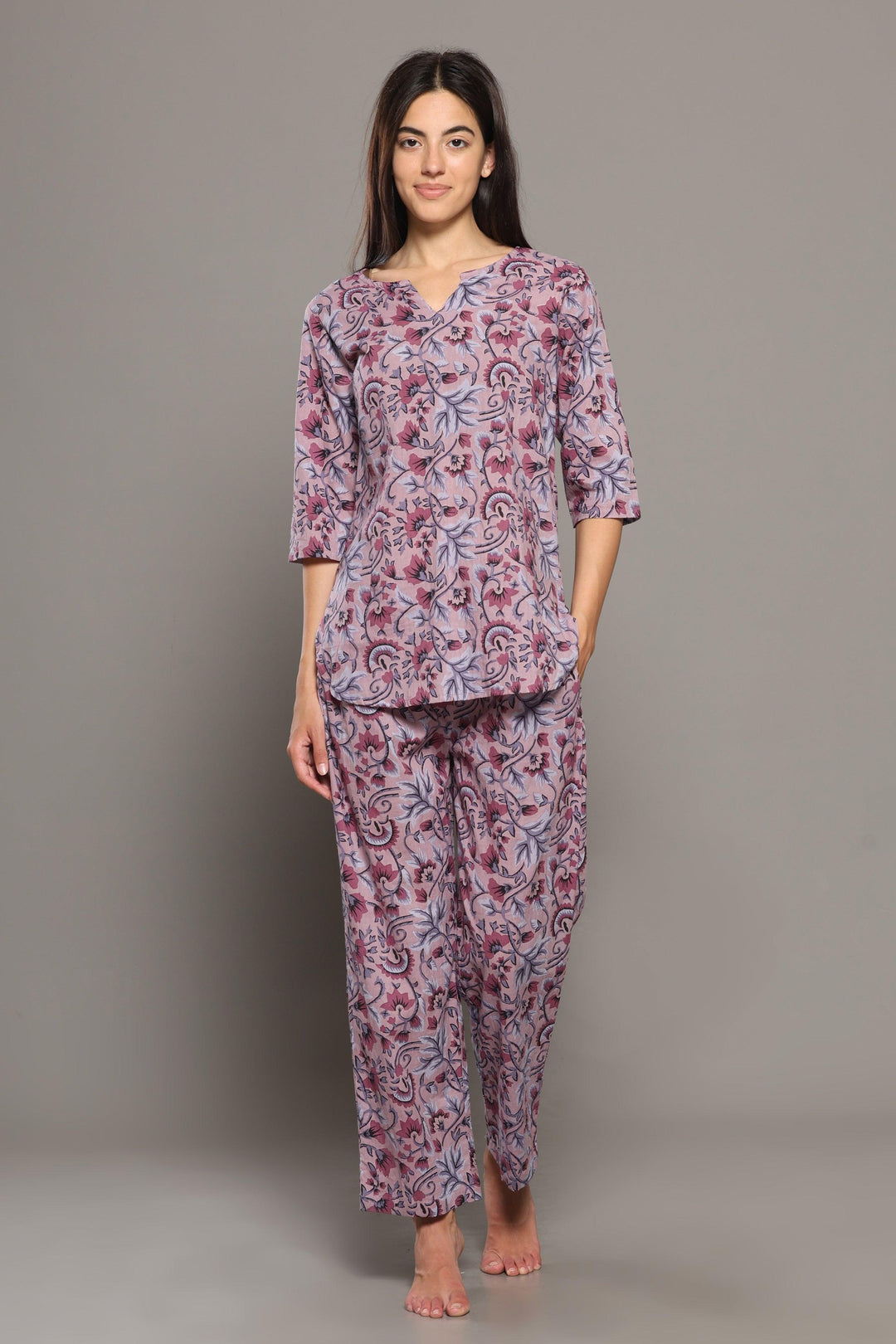 Whimsical Floral Cotton Printed Loungewear Co-ord Set | SHOBITAM