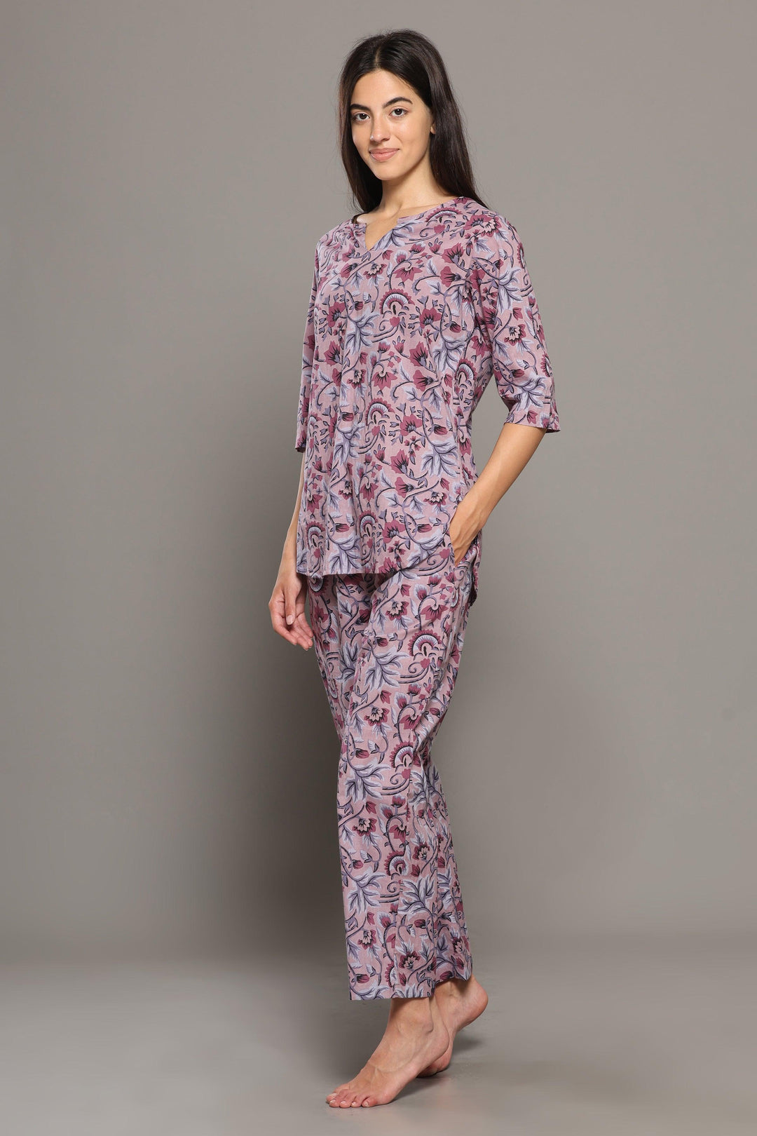 Whimsical Floral Cotton Printed Loungewear Co-ord Set | SHOBITAM