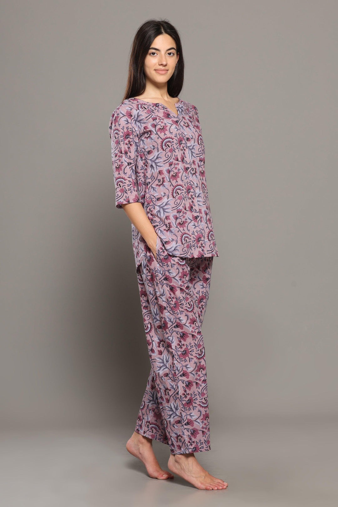 Whimsical Floral Cotton Printed Loungewear Co-ord Set | SHOBITAM
