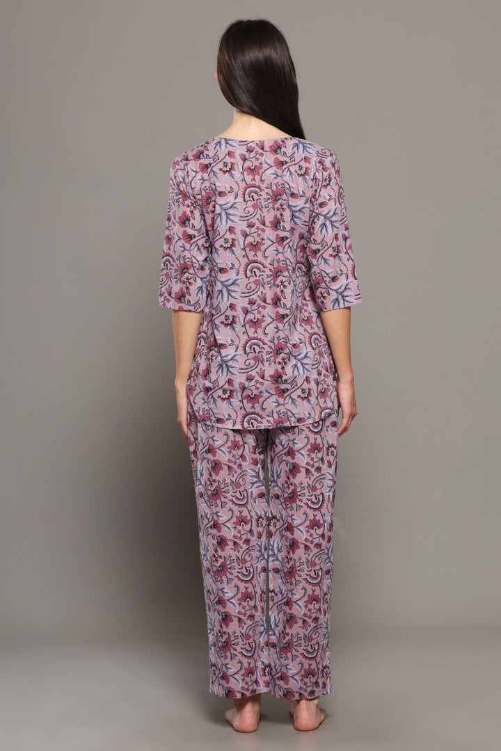 Whimsical Floral Cotton Printed Loungewear Co-ord Set | SHOBITAM