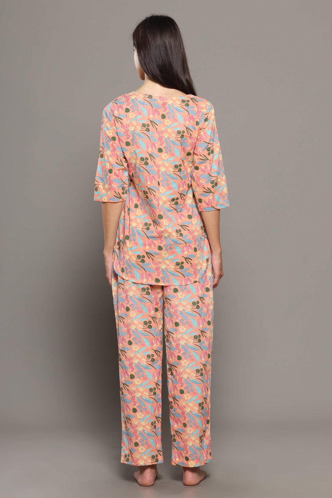 Peachy Rush Floral Cotton Printed Loungewear Co-ord Set | SHOBITAM