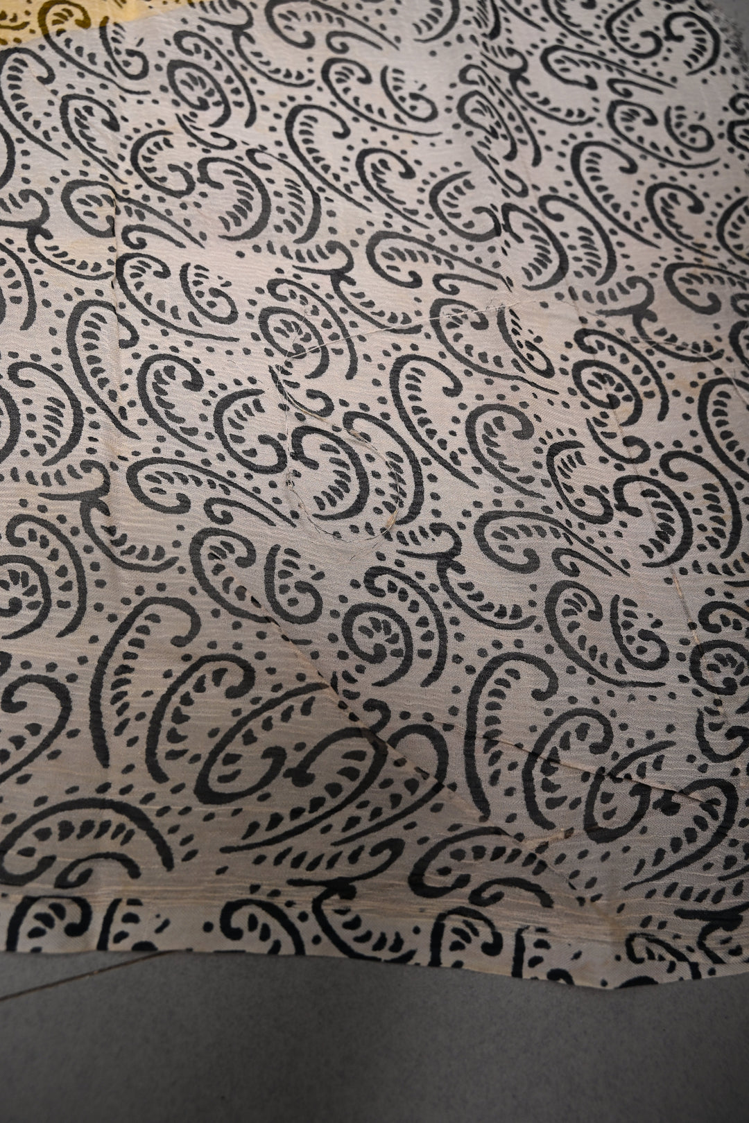 Black Georgette Saree with Contrast Hand Block Print Border and Pallu  | SHOBITAM