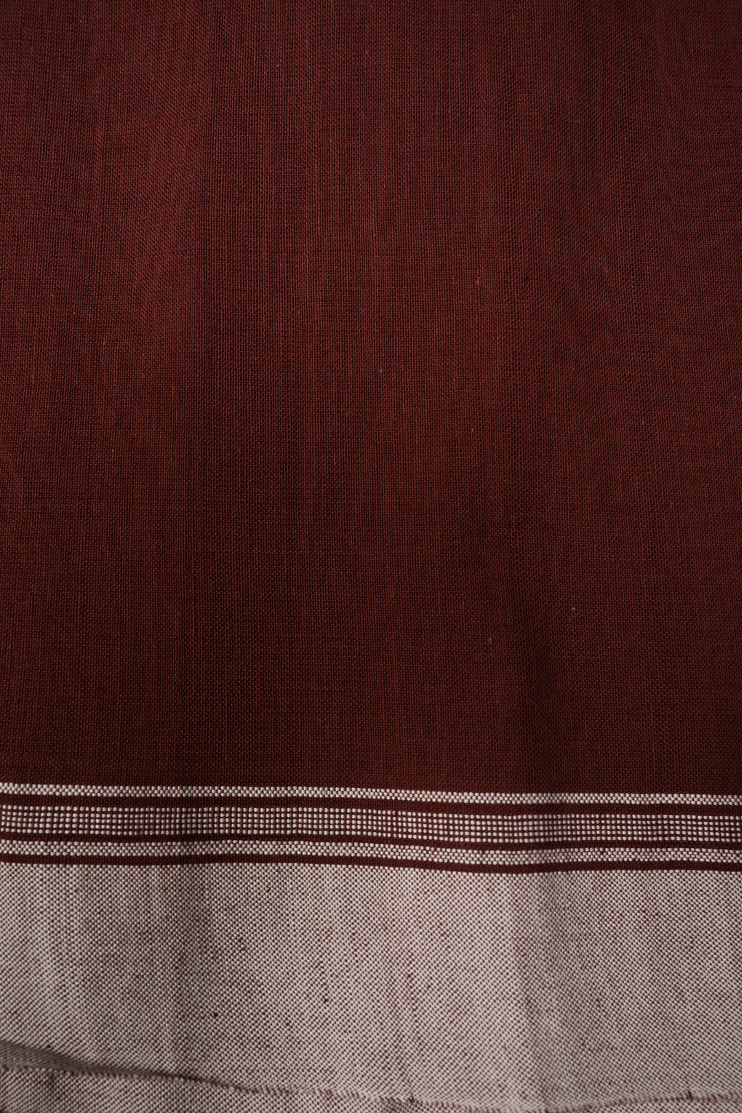Coffee Brown Bhujodi Kala Cotton Saree with Resham Buttas and Honeycomb Tassels | SHOBITAM