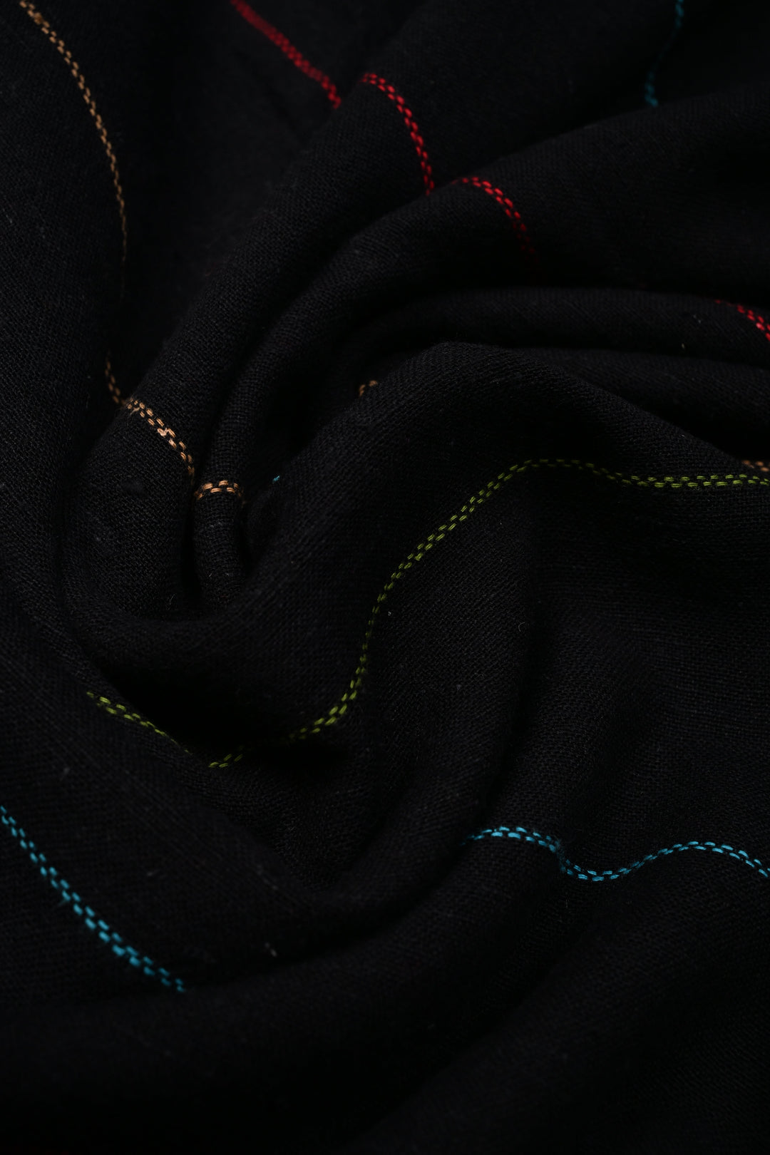 Satrangi Pallu, Black Bhujodi Kala Cotton Saree with Meenakari Stripes and Honeycomb Tassels | SHOBITAM