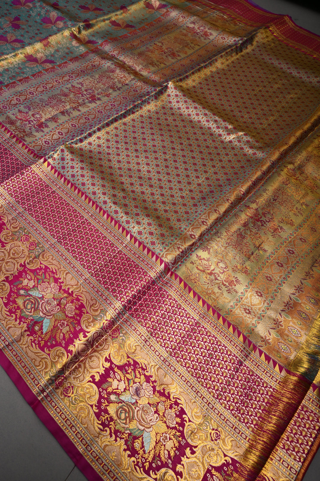 High Fashion Pure Kanjiavaram Meenakari Tissue Brocade Saree in Lavender | SILK MARK CERTIFIED