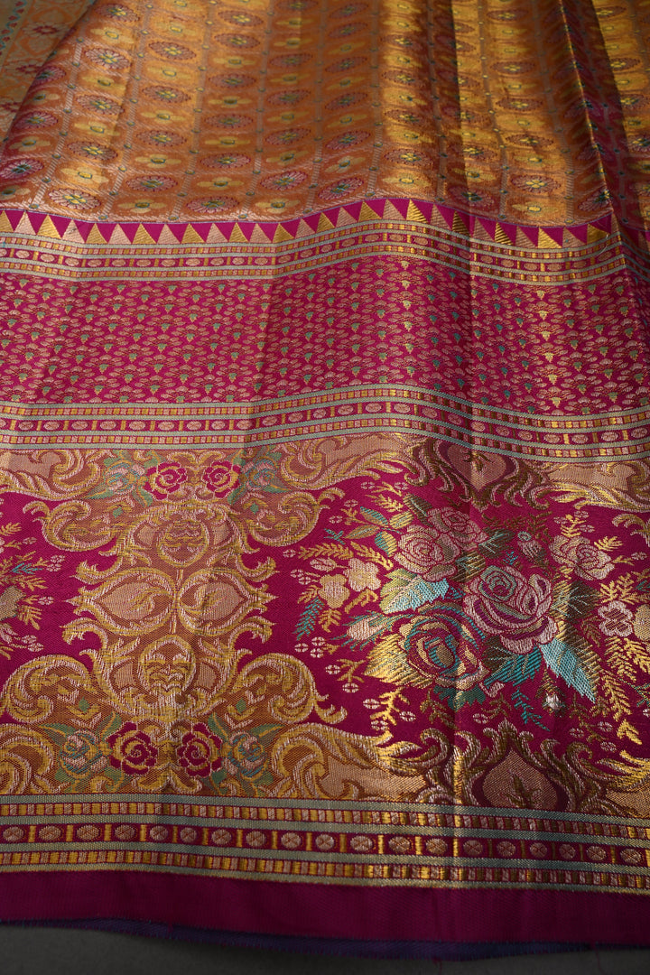 High Fashion Pure Kanjiavaram Meenakari Tissue Brocade Saree in Lavender | SILK MARK CERTIFIED