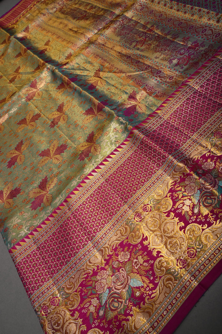 High Fashion Pure Kanjiavaram Meenakari Tissue Brocade Saree in Lavender | SILK MARK CERTIFIED