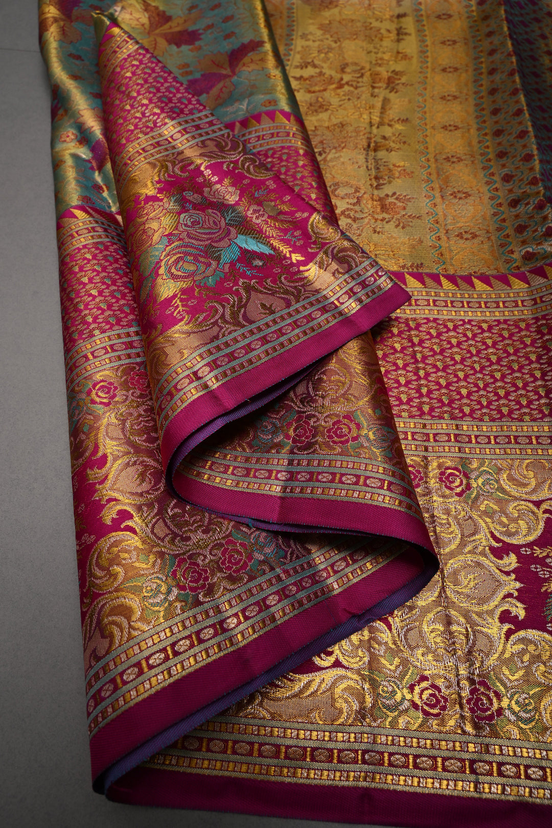 High Fashion Pure Kanjiavaram Meenakari Tissue Brocade Saree in Lavender | SILK MARK CERTIFIED