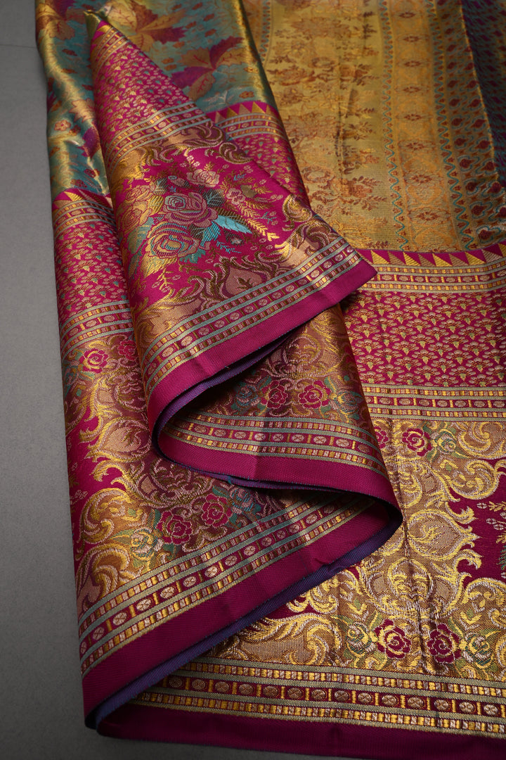 High Fashion Pure Kanjiavaram Meenakari Tissue Brocade Saree in Lavender | SILK MARK CERTIFIED