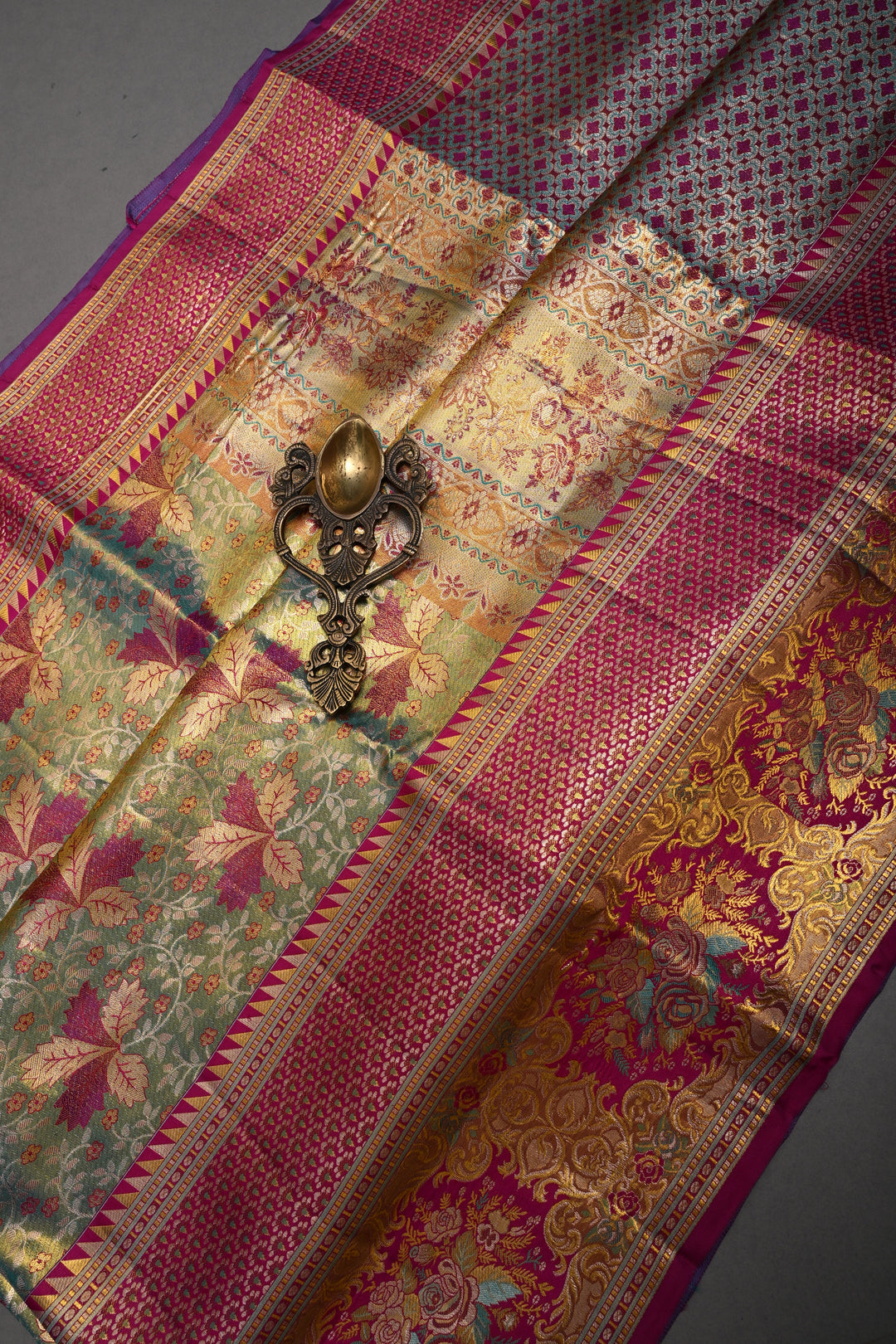 High Fashion Pure Kanjiavaram Meenakari Tissue Brocade Saree in Lavender | SILK MARK CERTIFIED