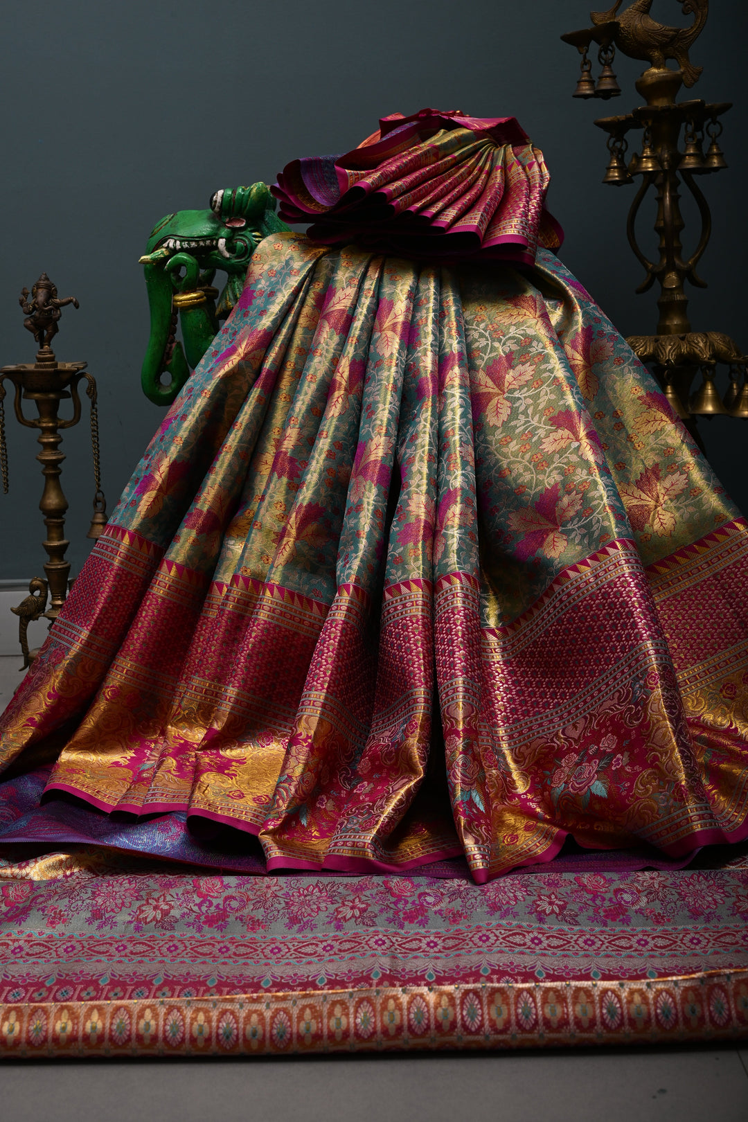 High Fashion Pure Kanjiavaram Meenakari Tissue Brocade Saree in Lavender | SILK MARK CERTIFIED