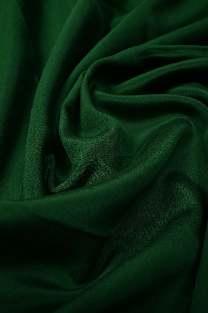 Banarasi Brocade Applique and Light Cutdana Highlights on Pure Mysore Silk Saree in Emerald Green with Minimal Zari Borders | SILK MARK CERTIFIED | SHOBITAM