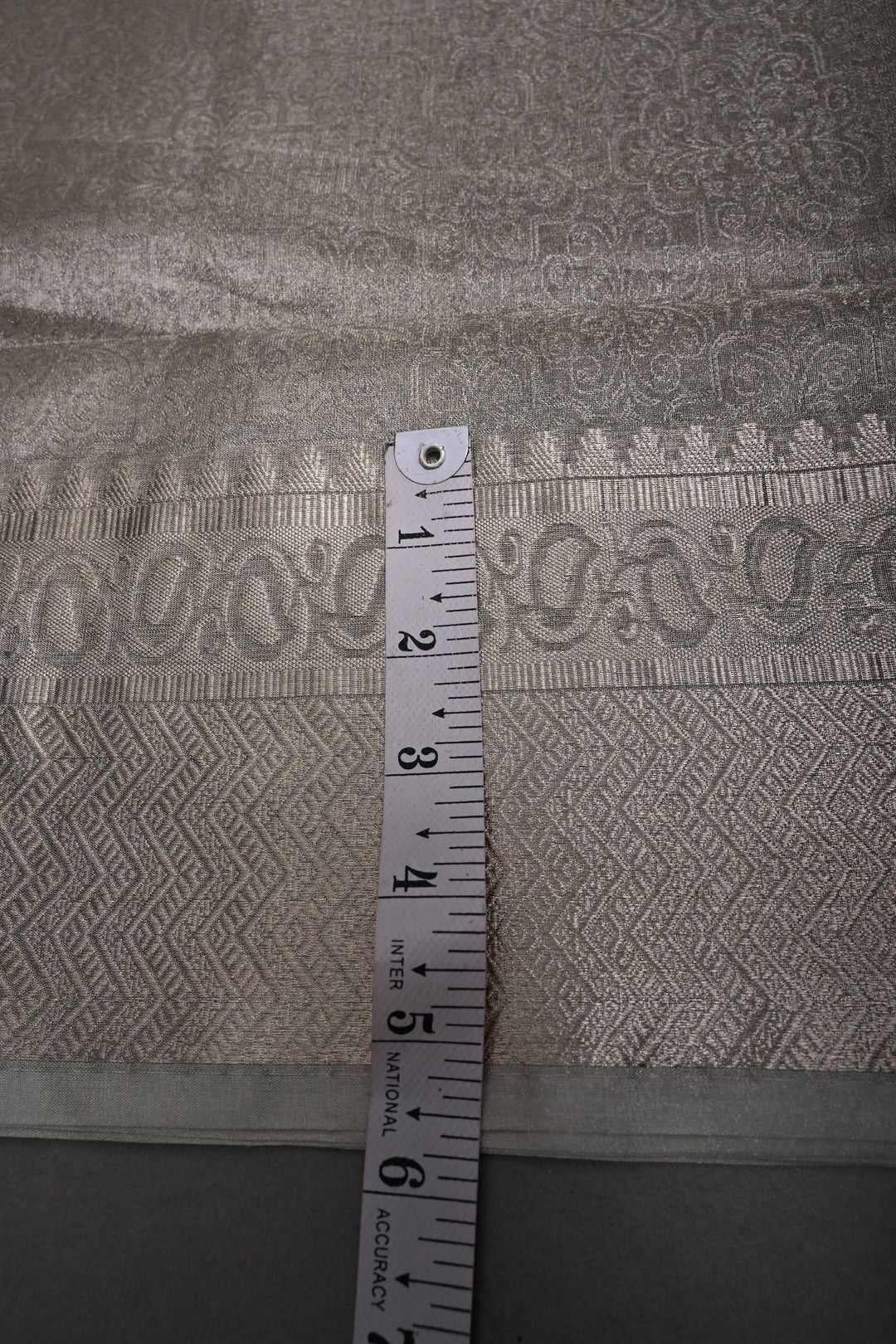 Classy Silver Pure Tissue By Tissue Silk Saree with Self Brocade and Zari Border | SILK MARK CERTIFIED | SHOBITAM