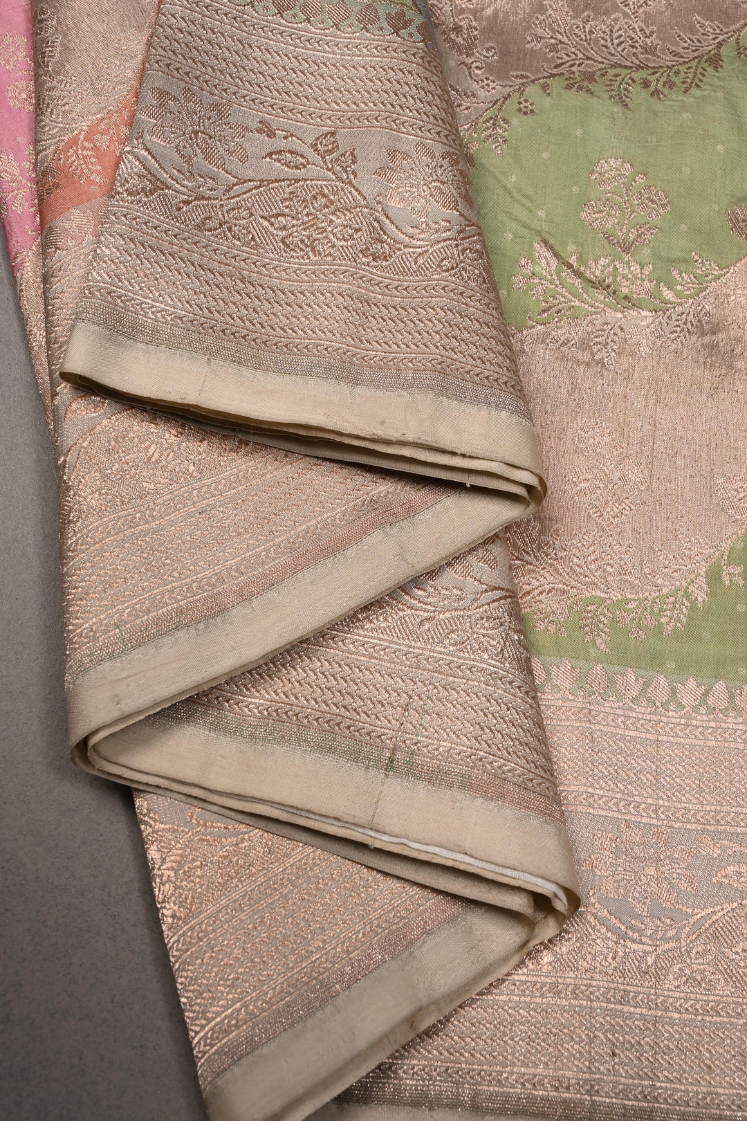 Multicolor Rangkaat Style on Banarasi Katan Silk Saree with Floral Brocade Jaal and Zari Border | SILK MARK CERTIFIED | SHOBITAM