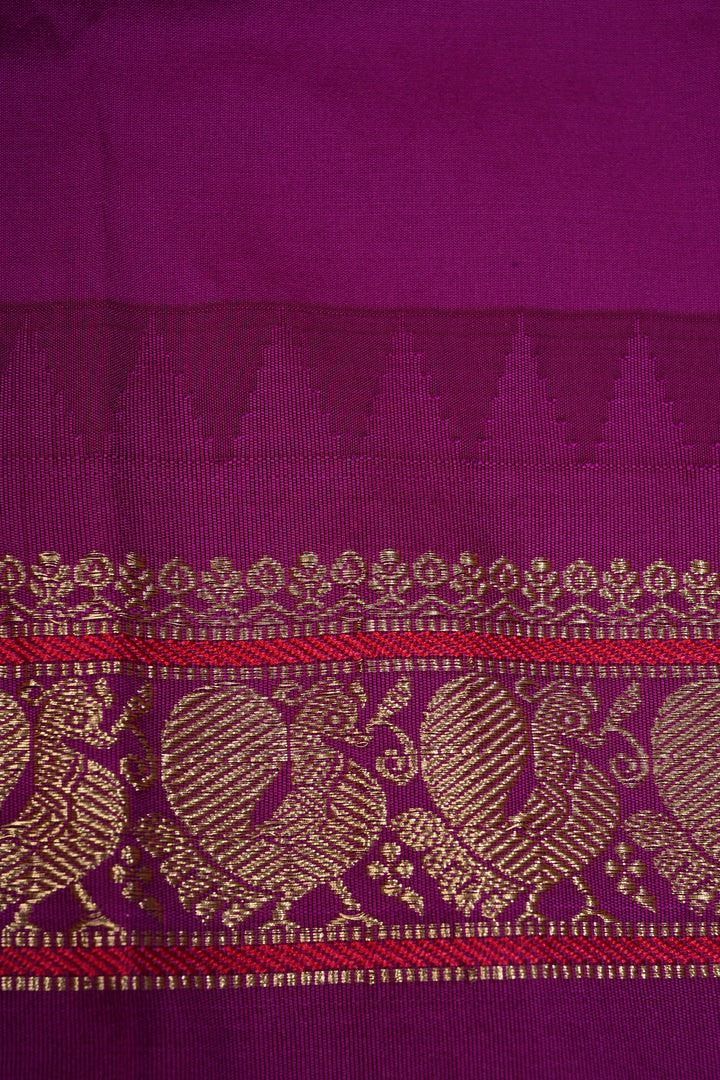 9 Yards Madisar Yellowish Orange Dual Tone Semi Silk Saree with Zari Buttas and Contrast Zari Border , No Blouse Piece