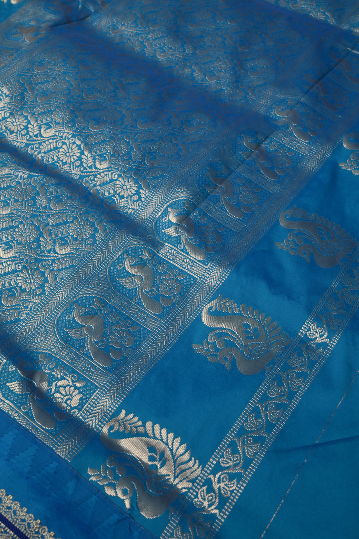 9 Yards Madisar Mustard Orange Dual Tone Semi Silk Saree with Zari Buttas and Contrast Zari Border , No Blouse Piece9