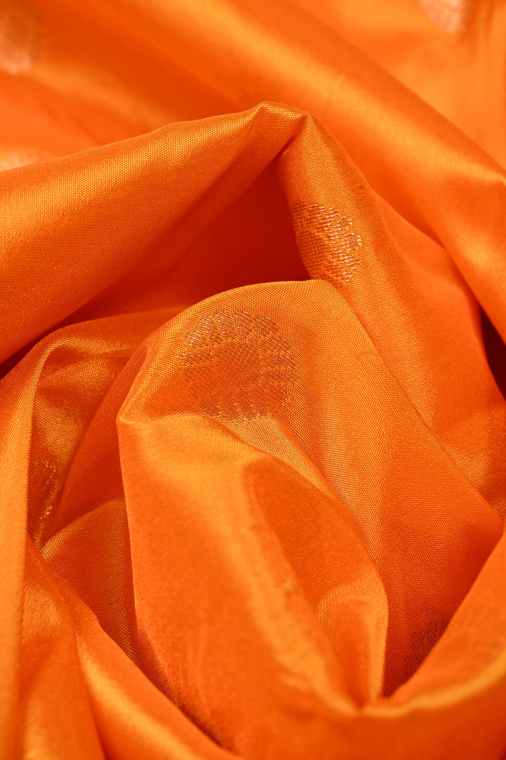 9 Yards Madisar Mustard Orange Dual Tone Semi Silk Saree with Zari Buttas and Contrast Zari Border , No Blouse Piece9