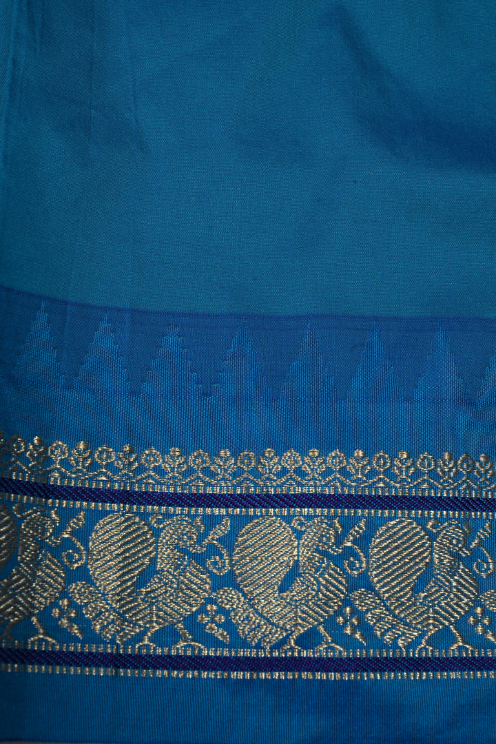 9 Yards Madisar Mustard Orange Dual Tone Semi Silk Saree with Zari Buttas and Contrast Zari Border , No Blouse Piece9