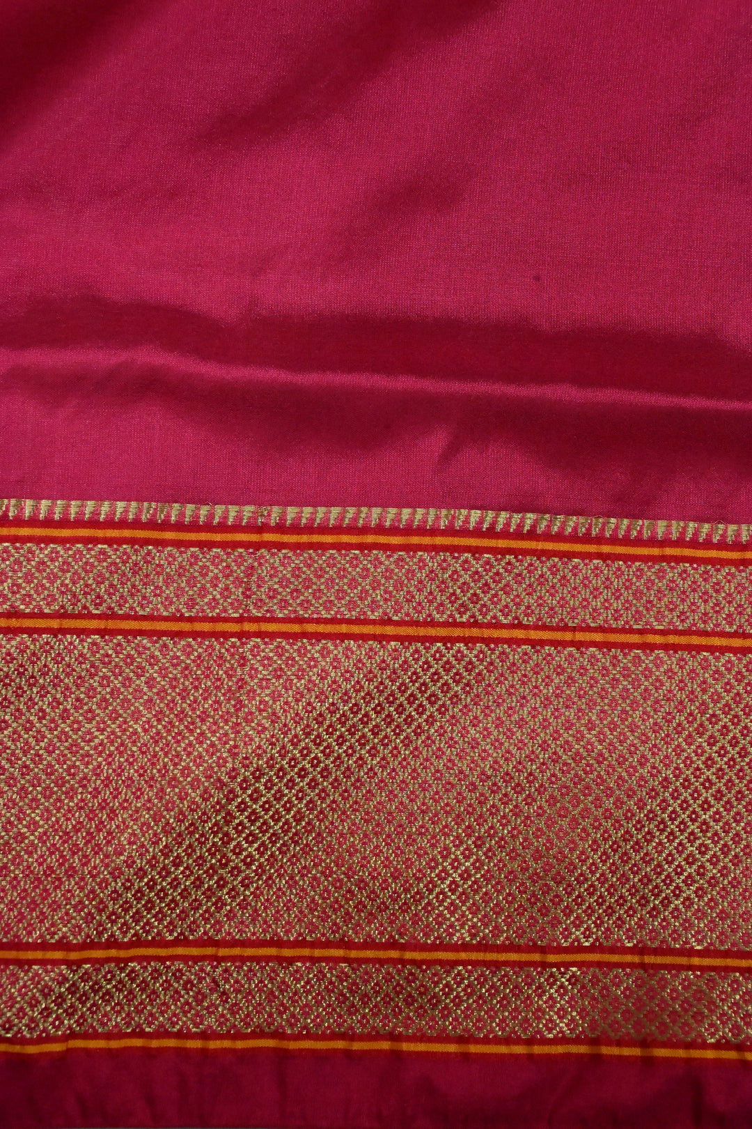 9 Yards Madisar  Rani Pink Zari Buttis on Semi Silk Saree with Zari Border and  Paithani Style Meenakari Pallu , No Blouse Piece