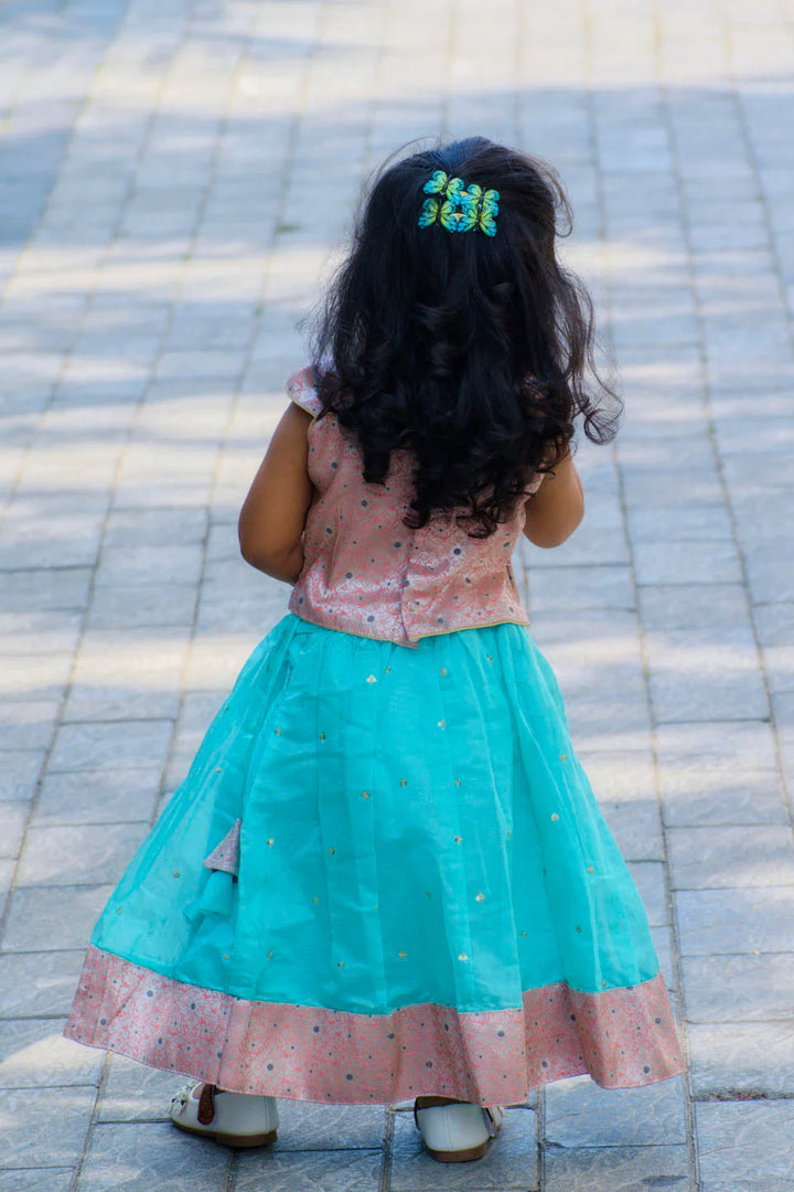 Baby Blue and  Pink 2 Piece Top and Skirt Set | Made To Order