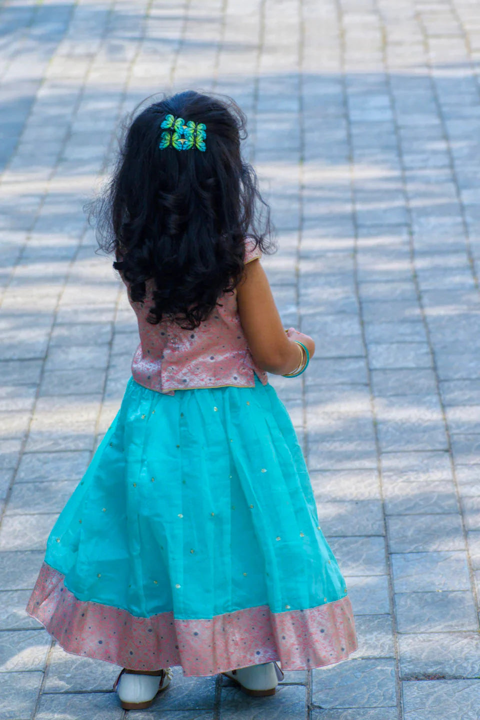 Baby Blue and  Pink 2 Piece Top and Skirt Set | Made To Order