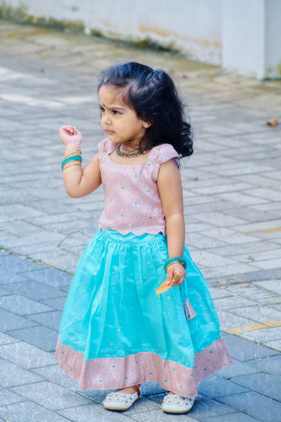 Baby Blue and  Pink 2 Piece Top and Skirt Set | Made To Order