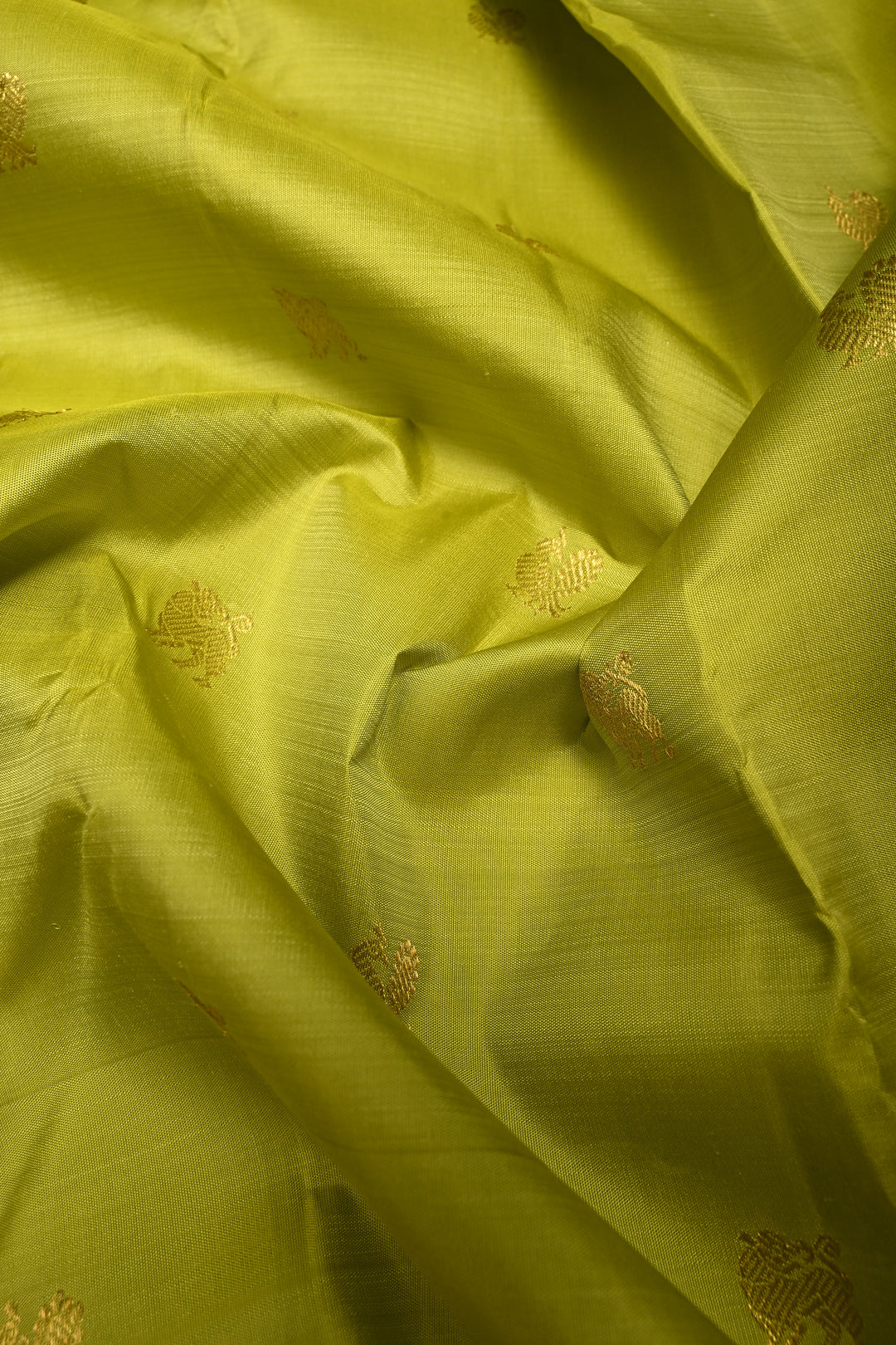 Chartreuse  Kanjivaram Pure Silk Saree with Zari Buttas and Zari Border | SILK MARK CERTIFIED | SHOBITAM