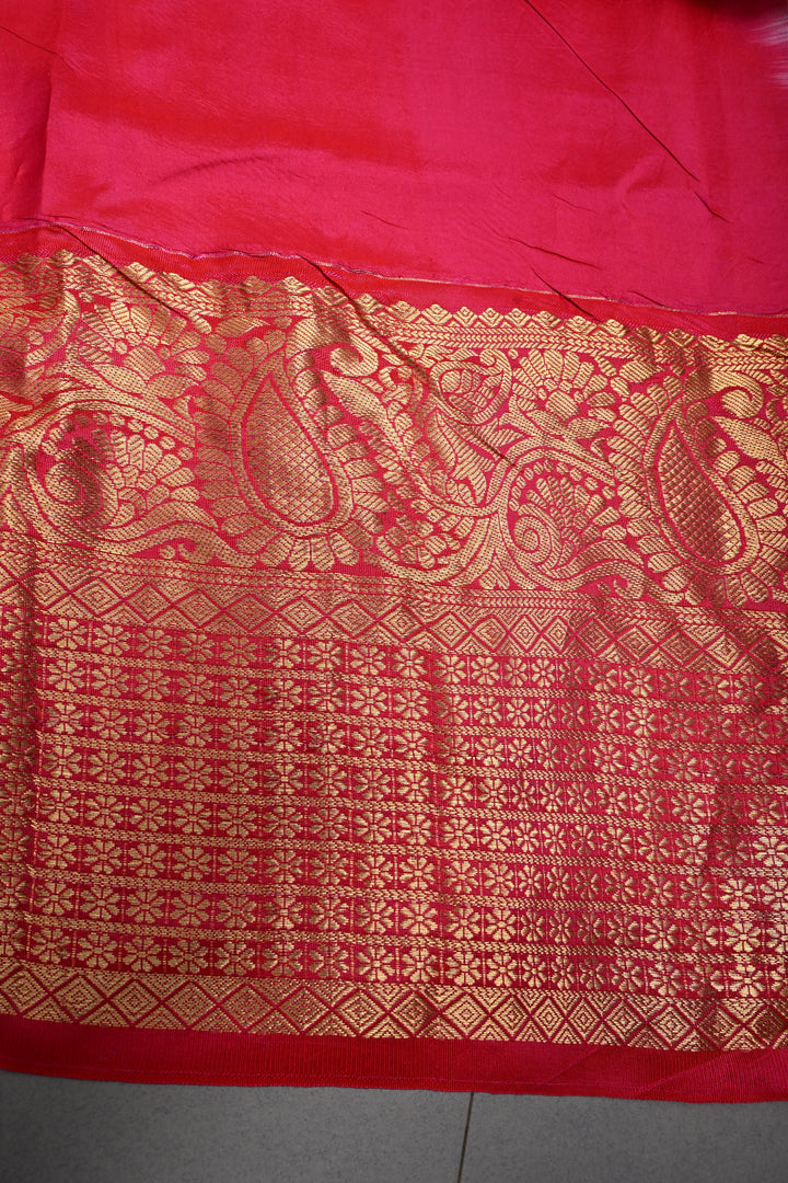 Smokey Gray Bandhni Design on Pure Kanjivaram Silk Jugalbandi Saree with Pen Kalamkari Panel and Contrast Zari Border | SILK MARK CERTIFIED | SHOBITAM