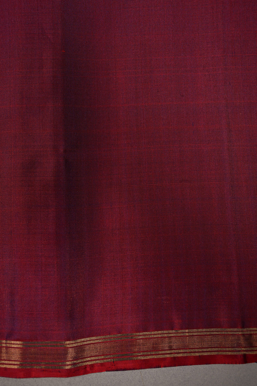 Red-Purple Dual Tone Kanjivaram Soft Silk Saree with Peacock Zari Buttas and Minimal Zari Border | SILK MARK CERTIFIED | SHOBITAM