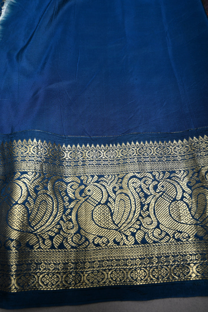 Mustard Yellow Self Brocade-Bandhni Design on Pure Kanjivaram Silk Jugalbandi Saree with Pen Kalamkari Panel and Contrast Zari Border | SILK MARK CERTIFIED | SHOBITAM