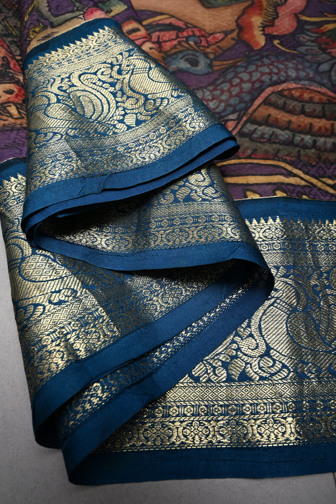 Mustard Yellow Self Brocade-Bandhni Design on Pure Kanjivaram Silk Jugalbandi Saree with Pen Kalamkari Panel and Contrast Zari Border | SILK MARK CERTIFIED | SHOBITAM