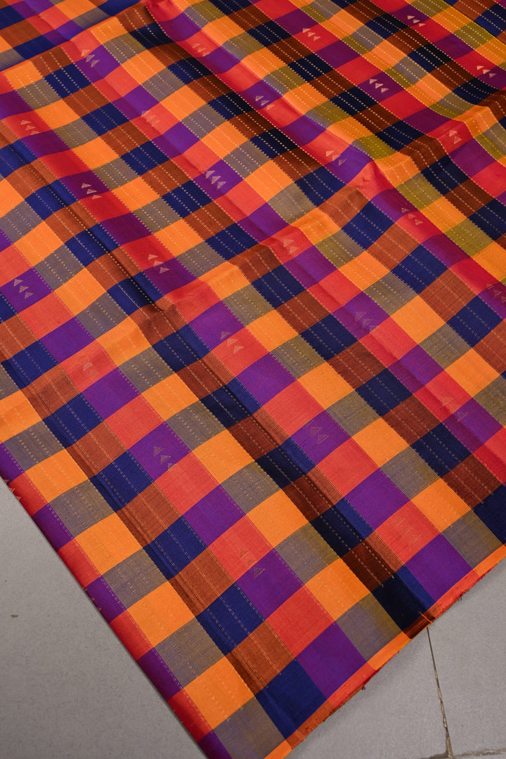 Multicolor Pallum Pazhamum Kanjivaram Soft Silk Saree with Zari Stripes and Muted Zari Buttas | SILK MARK CERTIFIED | SHOBITAM