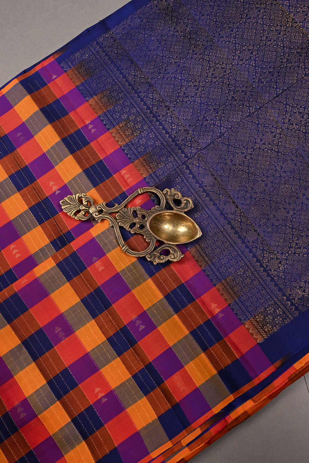Multicolor Pallum Pazhamum Kanjivaram Soft Silk Saree with Zari Stripes and Muted Zari Buttas | SILK MARK CERTIFIED | SHOBITAM