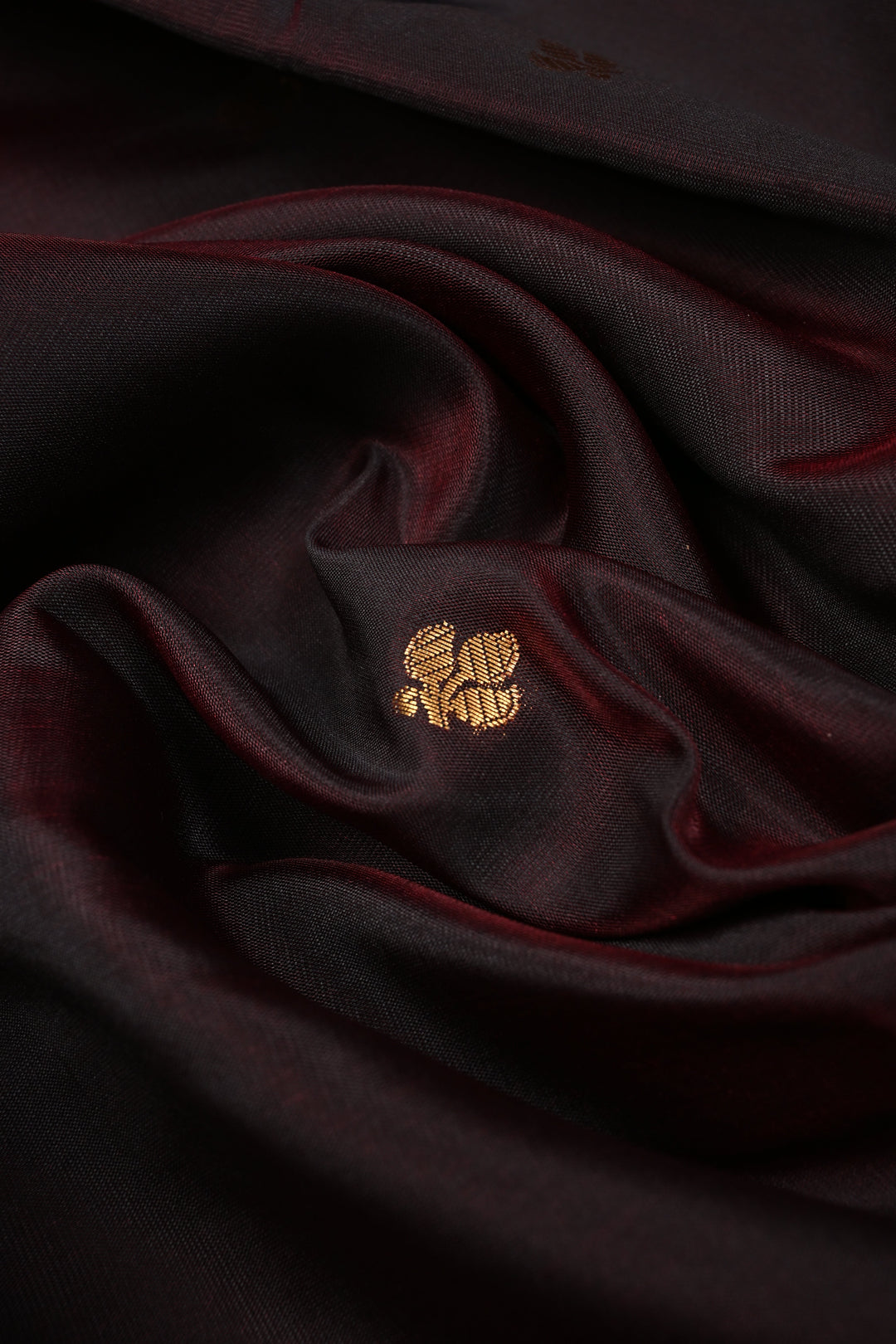 Garnet Kanjivaram Soft Semi Silk Saree with Zari Buttas and Zari Border | SHOBITAM