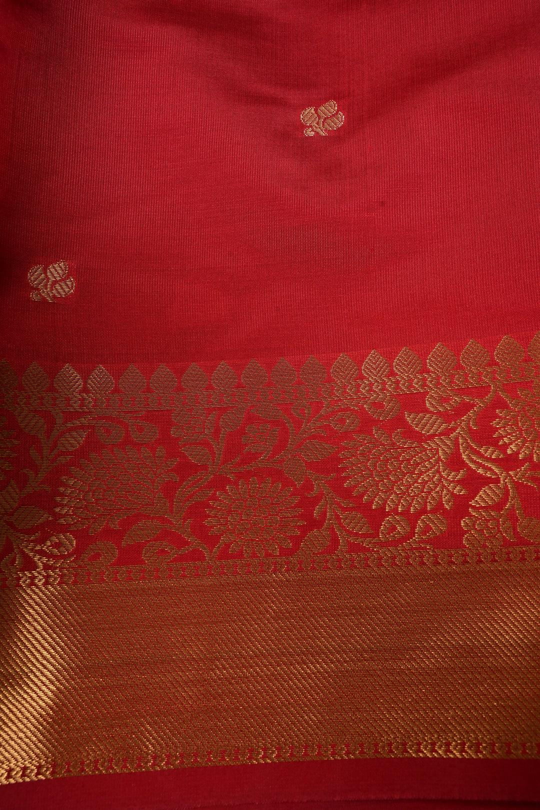 Garnet Kanjivaram Soft Semi Silk Saree with Zari Buttas and Zari Border | SHOBITAM