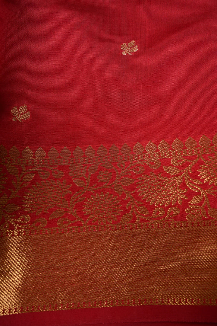 Garnet Kanjivaram Soft Semi Silk Saree with Zari Buttas and Zari Border | SHOBITAM