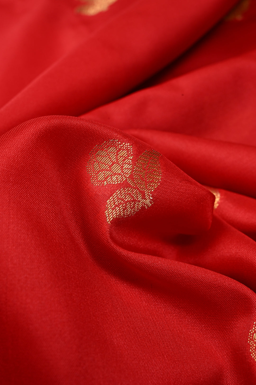 Red Kanjivaram Soft Semi Silk Saree with Zari Buttas and Zari Border | SHOBITAM