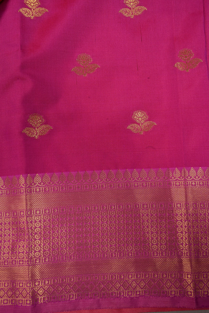 Red Kanjivaram Soft Semi Silk Saree with Zari Buttas and Zari Border | SHOBITAM
