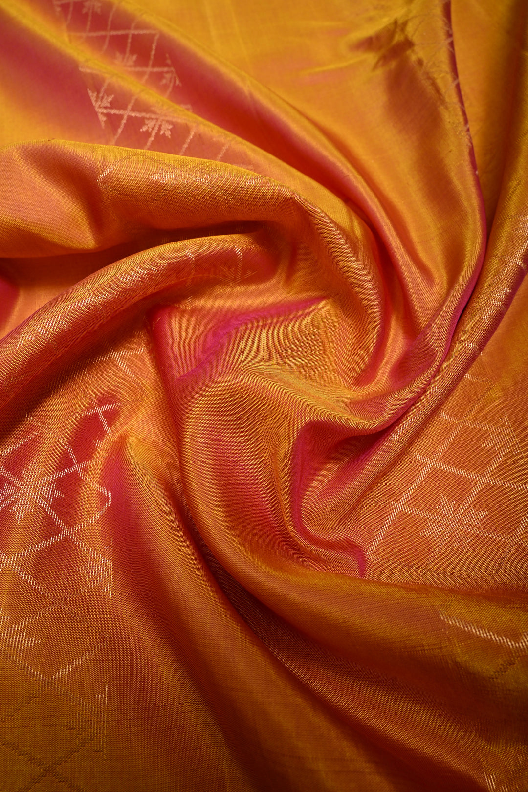 Mustard Yellow Handloom Silk by Tencel Saree with Muted Geometric Vertical Stripes and Contrast Zari Boder | SHOBITAM