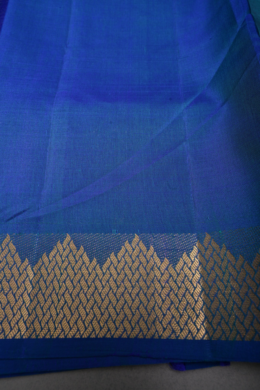Peacock Blue Dual Tone Handloom Silk By Tencel Saree with Zari Buttas and Self Zari Border| SHOBITAM