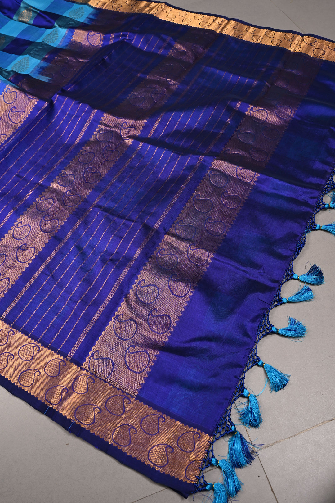 Multicolor Palum Pazhamum Kanchi Silk Cotton Saree with Zari Buttas and Zari Border