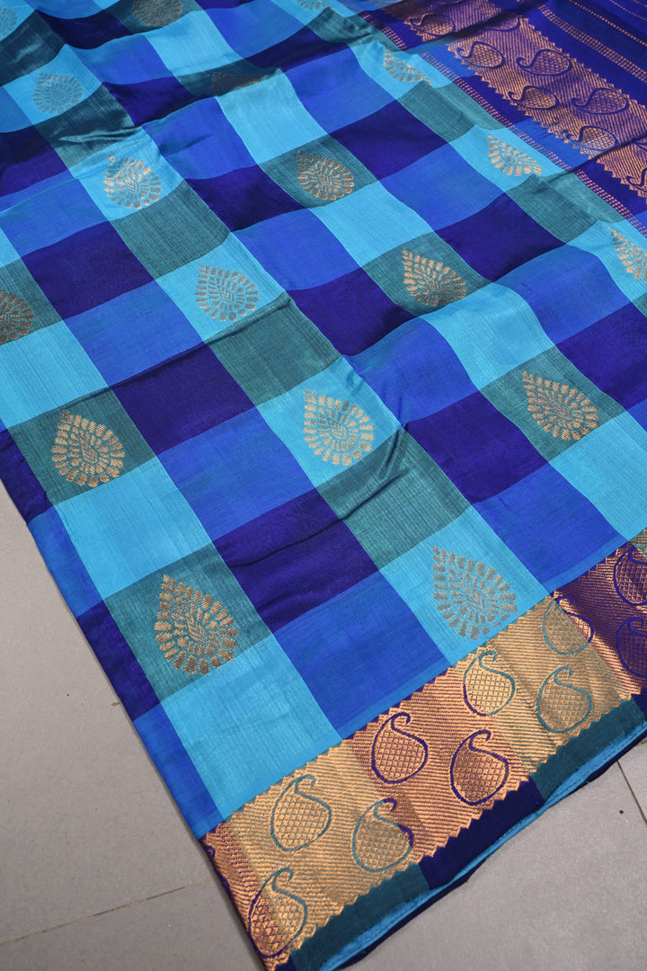 Multicolor Palum Pazhamum Kanchi Silk Cotton Saree with Zari Buttas and Zari Border