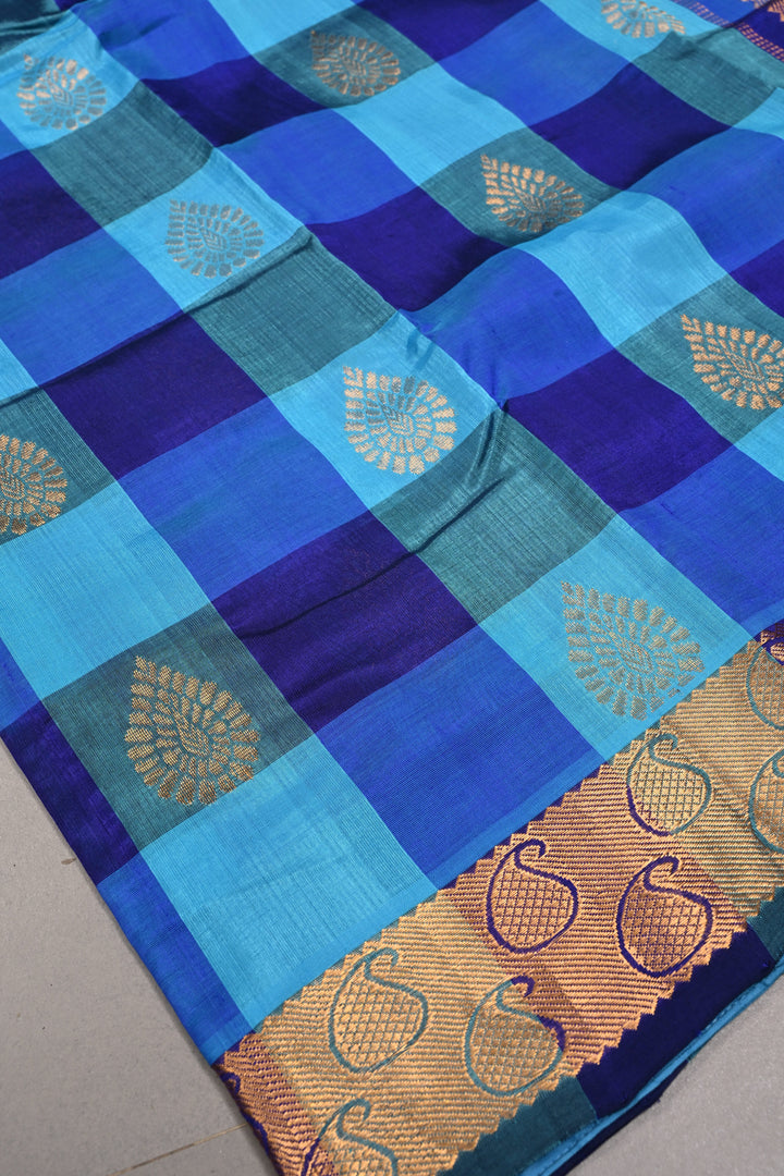 Multicolor Palum Pazhamum Kanchi Silk Cotton Saree with Zari Buttas and Zari Border