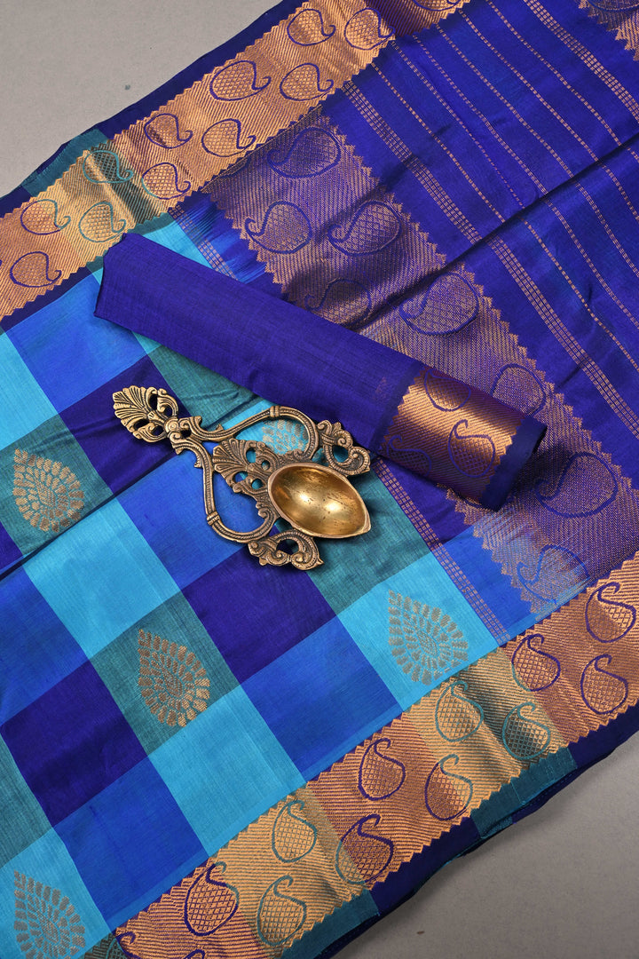 Multicolor Palum Pazhamum Kanchi Silk Cotton Saree with Zari Buttas and Zari Border