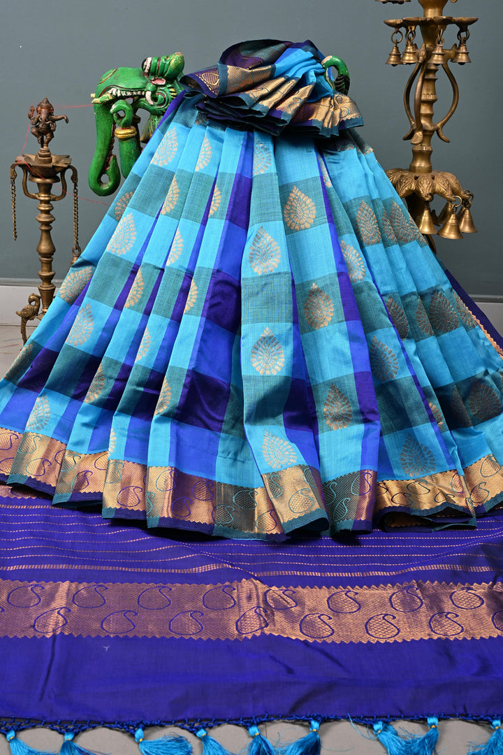 Multicolor Palum Pazhamum Kanchi Silk Cotton Saree with Zari Buttas and Zari Border